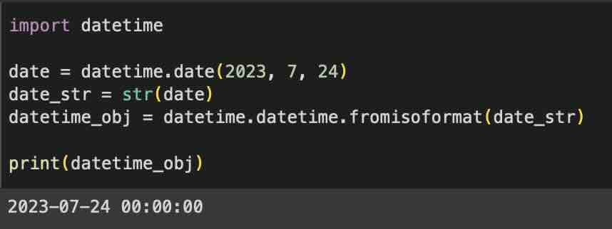 Python Date to DateTime Object Example